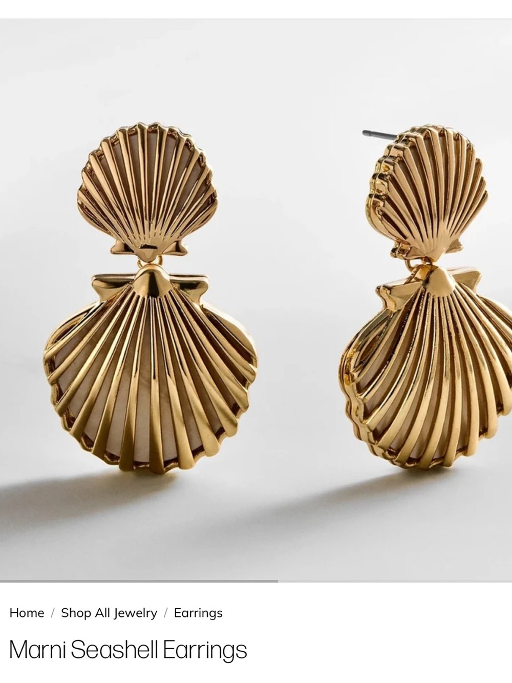 Marni Gold Double Seashell Drop Earrings